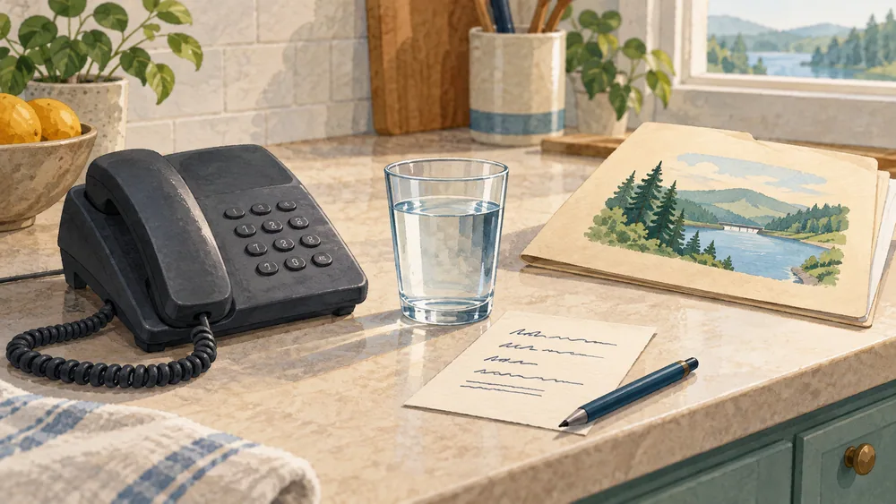 Generated illustration of a phone, an incident note and a separate catchment document.